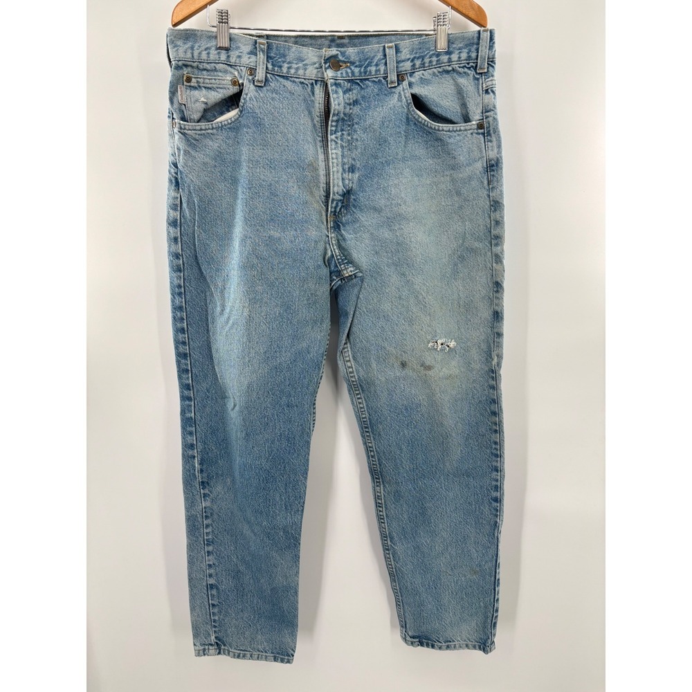 Carhartt‎ Mens 38x32 Workwear Faded Y2K 2000's  Distressed Wash Blue Denim Jeans